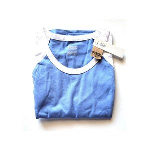 NWT Victoria's Secret Pink Cropped Long Sleeve Raglan Top Women's XL Blue-White